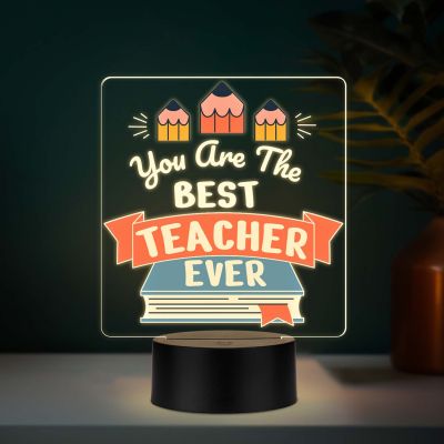Best Teacher Ever UV Print 3D LED Night Light – USB Powered Appreciation Gift